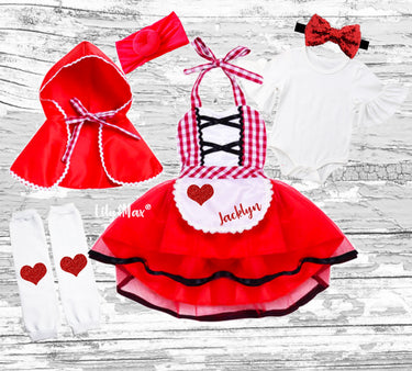 Little Red Riding Hood Costume Romper: Halloween Dress & Cape