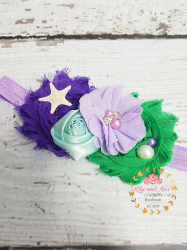 Mermaid Flower Headband: Seashell Starfish Baby Headband
