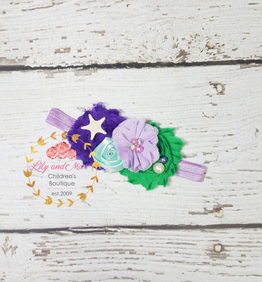 Mermaid Flower Headband: Seashell Starfish Baby Headband