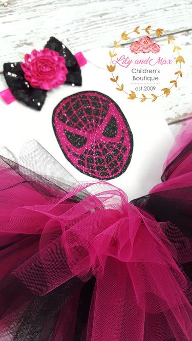 Spider Birthday Outfit: Glitter Bodysuit, Tutu, Headband