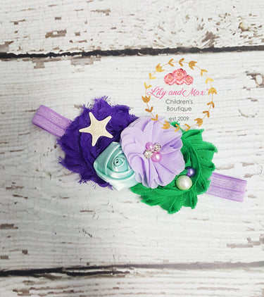 Mermaid Flower Headband: Seashell Starfish Baby Headband