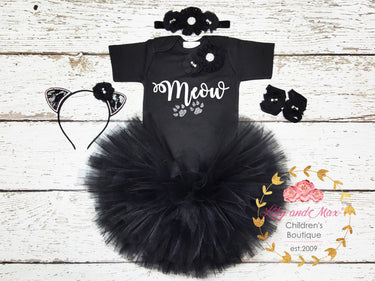 Halloween Cat Tutu Costume: Meow Outfit with Ears Headband