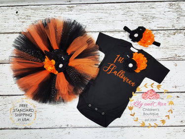 Baby's First Halloween Witch Tutu Set: Jeweled Bodysuit & Headband