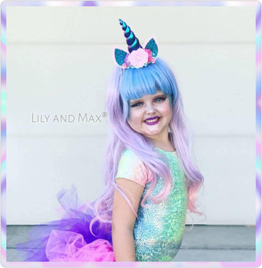 Unicorn Headband: Silver Glitter Elastic, Jeweled Flowers