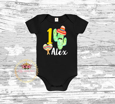 Fiesta 1st Birthday Boy Outfit: Cactus Bodysuit & Bubble Shorts