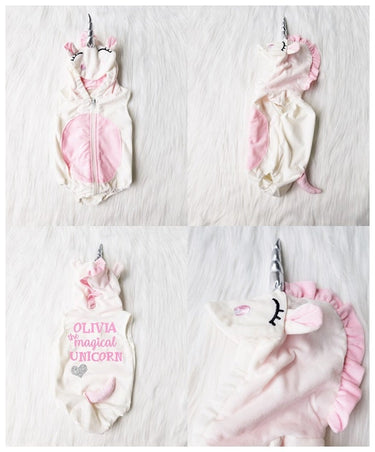 Personalized Unicorn Romper: Baby Costume with Silver Horn