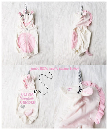 Personalized Unicorn Romper: Baby Costume with Silver Horn