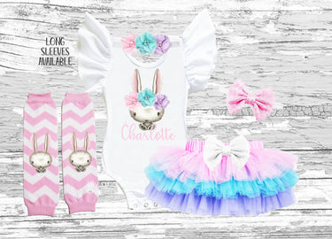 EASTER BUNNY floral girls smash cake outfit