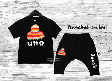 Tres Birthday Boy Outfit: Fiesta Taco 3rd Birthday Bodysuit & Harem Pants Set