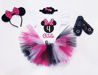 Mouse Birthday Outfit: Hot Pink Tutu Set with Personalized Shirt