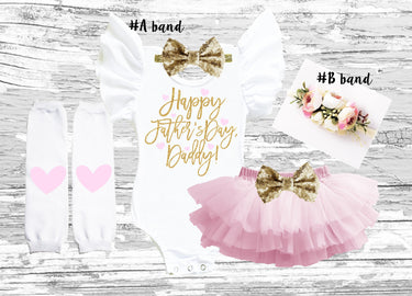 Father's Day Girl Outfit: Leotard, Tutu Bloomer & Headband Set