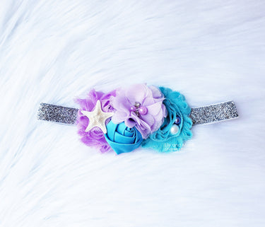 Mermaid Flower Headband: Sea Shell, Starfish, & Pearl Baby Headband