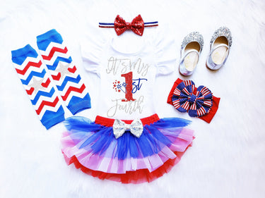 1st Birthday Girl Outfit: Patriotic Tutu Bloomer Set