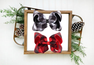 Plaid Bow Clip: Christmas Girl Hair Accessory