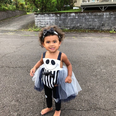 Girls Skeleton Romper: Halloween Costume with Sequin Bow