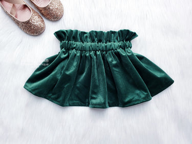 Burgundy Velvet Baby Skirt: High Waisted Paper Bag Style