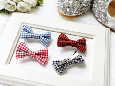 Gingham Bow Clip: 2-inch Plaid Alligator 1 piece Hair Clip
