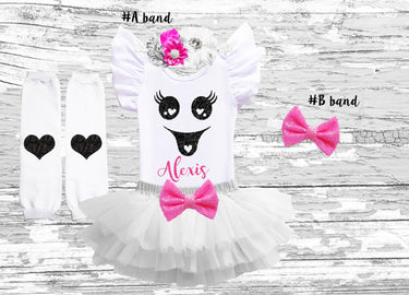 Ghost Girl Halloween Outfit: white tutu bloomer, Personalized spooky Bodysuit