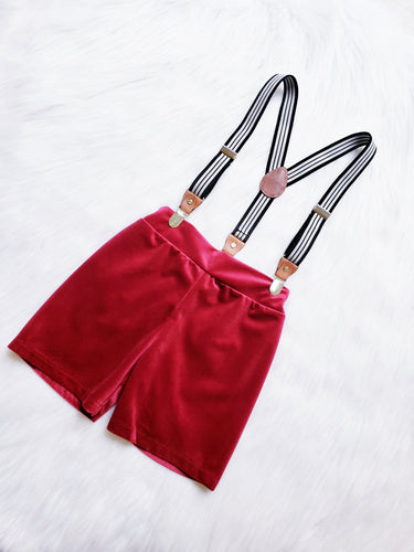 Burgundy Velvet Baby Boy Shorts: Christmas Holiday Outfit