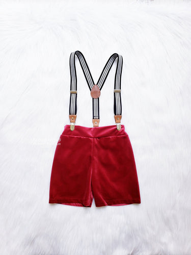 Burgundy Velvet Baby Boy Shorts: Christmas Holiday Outfit