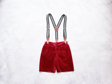 Burgundy Velvet Baby Boy Shorts: Christmas Holiday Outfit