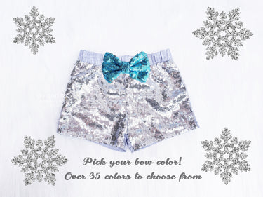 Silver Sequin Baby Shorts: Winter Wonderland Birthday Outfit