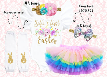1st Easter girls floral tutu bloomer outfit