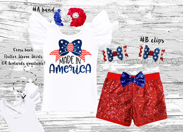 4th of July Sequin Short Set: Patriotic Baby Girl Outfit