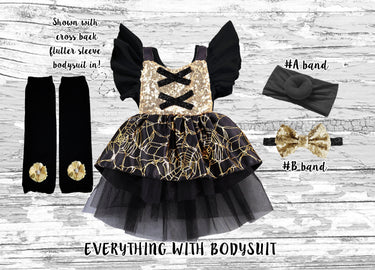 Halloween Sequin Spider Web Romper Costume for Baby Girls