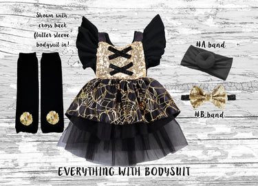 Halloween Sequin Spider Web Romper Costume for Baby Girls