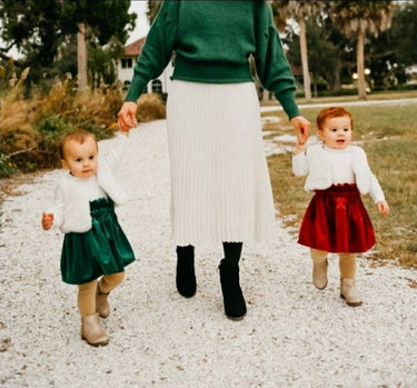 Burgundy Velvet Baby Skirt: High Waisted Paper Bag Style