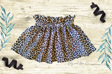 Leopard Print Baby Skirt, Paper Bag Waist, Soft Bullet Fabric
