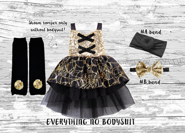 Halloween Sequin Spider Web Romper Costume for Baby Girls