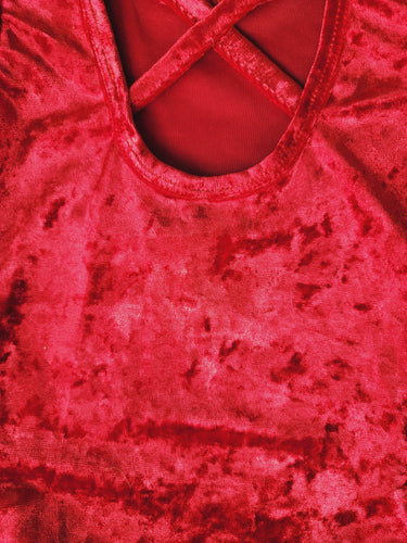 Velvet Cross Back Leotard: Flutter Sleeve Bodysuit with Snaps