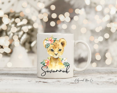Personalized Lion Cub Ceramic Mug: Christmas, Birthday Gift