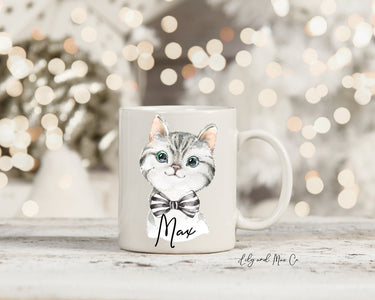 Personalized Boy Kitten Mug: Christmas Cat Ceramic Mug