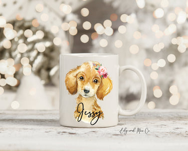 Personalized Puppy Mug, Custom Dog Christmas Gift, Ceramic Mug