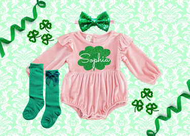 St. Patrick's Day Velvet Romper: Personalized Baby Outfit