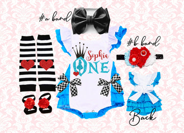 Alice ONEderland Romper Outfit: First Birthday Costume Set