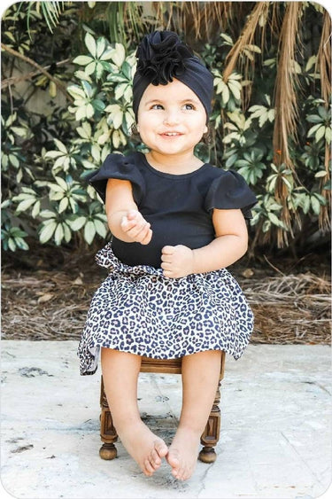 Leopard Print Baby Skirt, Paper Bag Waist, Soft Bullet Fabric