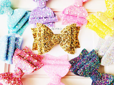 Glitter Bow Alligator Clip: Trendy Leather Hair Clip (3.5-4 inch)