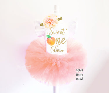 Peach Sweet One 1st Birthday Outfit: Tutu, Leotard & Headband