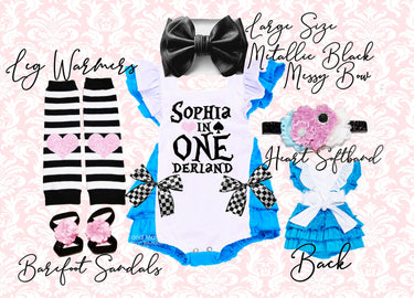 Alice In ONEderland Romper Set: Birthday Outfit, Leg Warmers & Headband