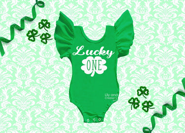 St. Patrick's Day 'Lucky One' Baby Bodysuit: Green Shamrock Leotard
