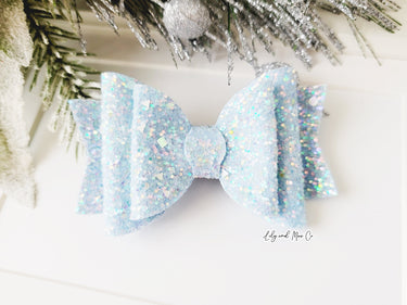 Glitter Bow Alligator Clip: Trendy Leather Hair Clip (3.5-4 inch)