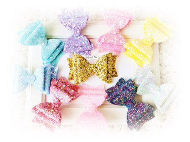 Glitter Bow Alligator Clip: Trendy Leather Hair Clip (3.5-4 inch)