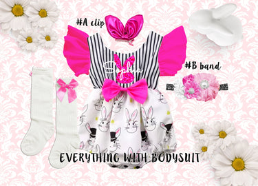 Bunny Romper Outfit: Personalized Easter Baby Girl Set