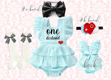 Alice ONEderland Birthday Romper Outfit: Tea Party Costume Set
