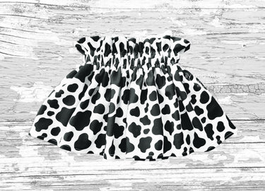 Cow Print Skirt: High Waisted Velvet Fabric Paper Bag Skirt