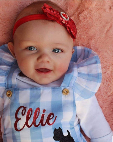 Dorothy baby Costume, Personalized Wizard of Oz romper outfit, red glitter shoes, Girls Halloween